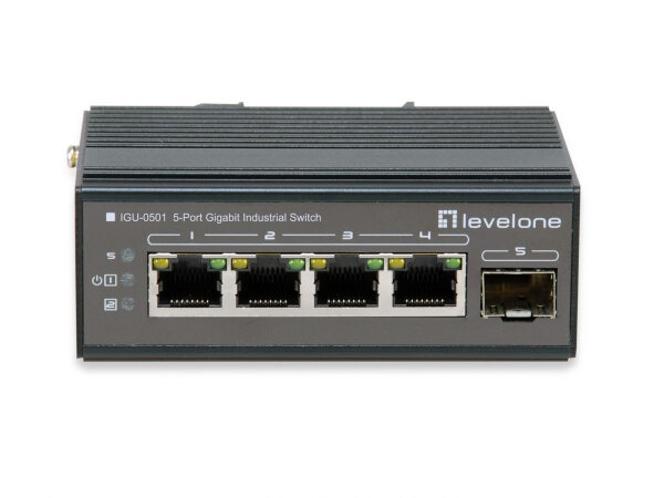 LevelOne Industr.Switch  4xGE/1xGSFP+DIN    unmanaged Metall