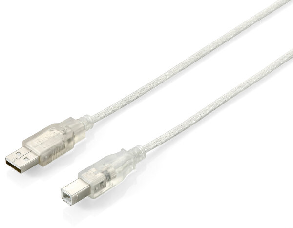 Equip USB2.0 Druckerkabel USB-A->USB-B  St/St  3.00m transp. Polybeutel