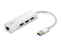 LevelOne Adapter GigaBit    USB-A3.0->RJ45+3xUSB-A3.0...