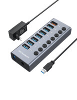 GRAUGEAR 7-Port USB HUB 3.0   USB-A + 1 USB Schnelllader...