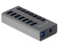 DELOCK Externer SuperSpeed USB Hub mit 7 Ports + Schalter