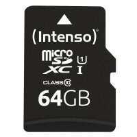 SD MicroSD Card 64GB Intenso SD-HC UHS-I inkl. SD-...
