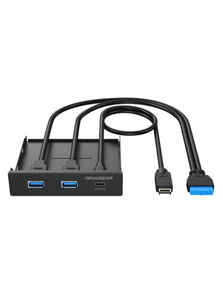 GRAUGEAR Multi Frontblende 3-Port USB-HUB, 1x USB-C,2x USB-A retail