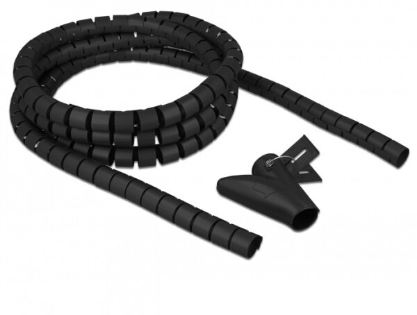 DELOCK Spiralschlauch m. Einziehwerkzeug 2,5m x 20mm schwarz