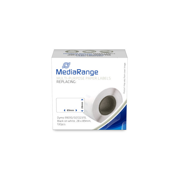 MediaRange Papieretiketten komp. Dymo 28x89mm 130 Stk. sw/ws