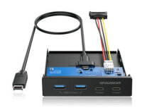 GRAUGEAR Multi Frontblende 4-Port USB-HUB, 2x USB-C,2x...