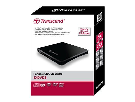 Transcend TS8XDVDS-K Optisches Laufwerk DVD±R/RW Schwarz