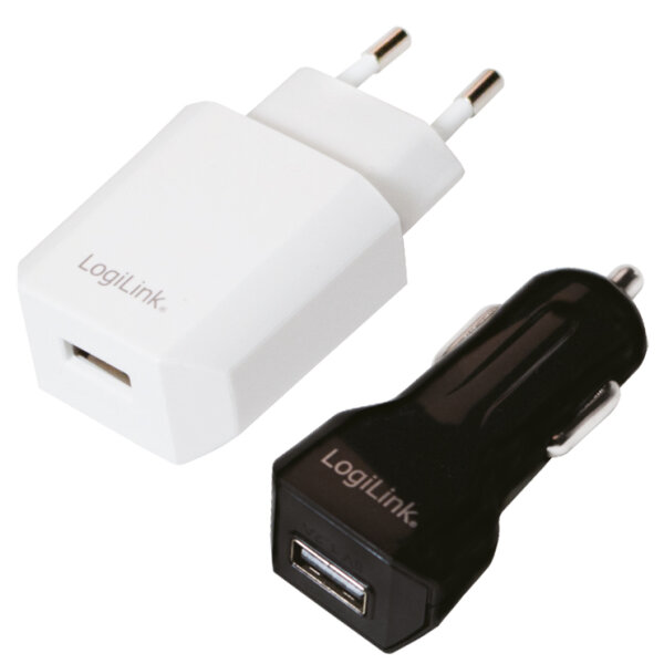 Logilink USB Ladegerät  Reise Set Steckdose+Zigarettena.