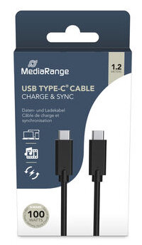 MediaRange USB-C Lade-/Datenkabel USB 3.1 10Gbit/s 1,2m sw