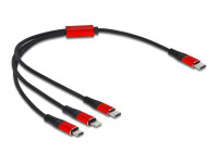 DELOCK USB-C Ladekabel<Lightning/Micro/USB-C 30cm SW/rot