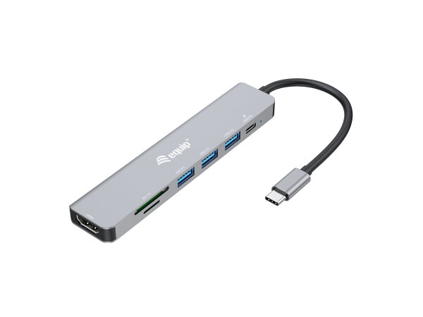 Equip Dock  7-1 USB-C->HDMI,3xUSB-A,SD/TF,100W USB-C   0.25m