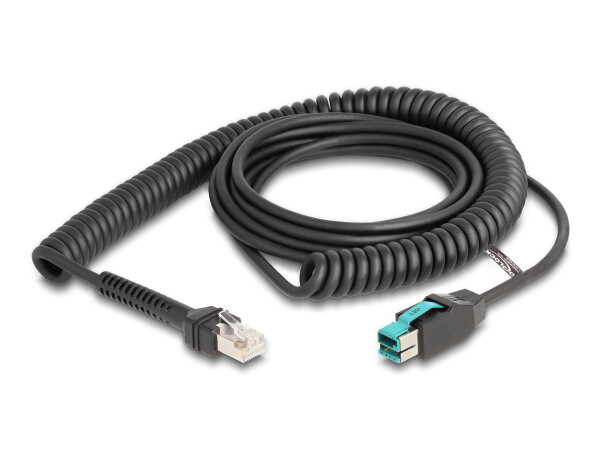 DELOCK Spiralkabel RJ50 Stecker zu PoweredUSB Stecker 12 V 3