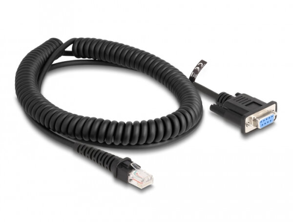DELOCK Spiralkabel RJ50 Stecker zu D-Sub 9 Buchse 1,5m SWV