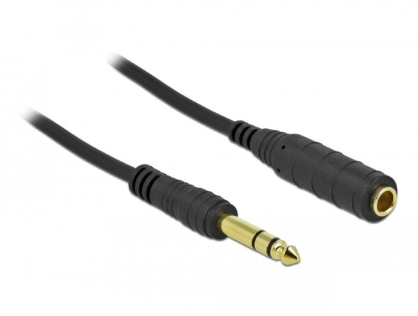 DELOCK Klinkenkabel 6,35 mm 3 Pin Stecker zu Buchse 10m SW