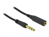 DELOCK Klinkenkabel 6,35 mm 3 Pin Stecker zu Buchse 10m SW