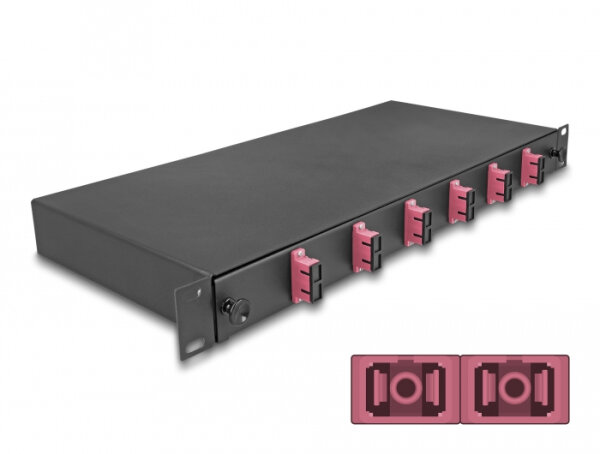DELOCK 19" LWL Spleißbox 6x SC DX OM4 1HE spleißfer. Kompl.