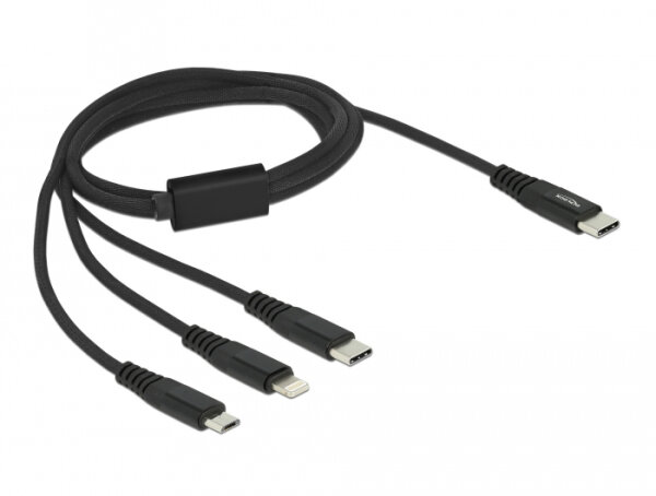 DELOCK Ladekabel 3 in 1 USB-C < Lightning/Micro USB/USB-C 1m