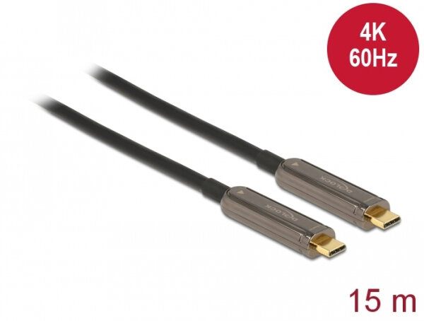 DELOCK Aktives Optisches USB-C Video Kabel 4K 60 Hz 15m