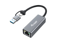 Equip Adapter USB-C->RJ45/USB-A Adapter St/Bu  0.15m...