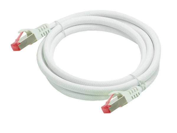 Python Cat.6 Patchkabel mit Nylongeflecht  weiß 7,5m