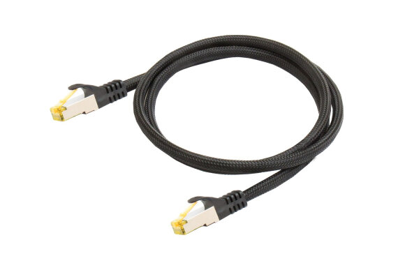 Python Patchkabel m. Cat.7 Rohkabel Nylongefl. schwarz 7,5m