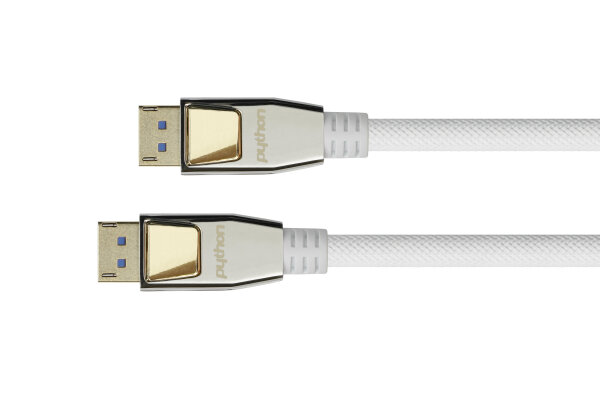 Python DisplayPort 2.0 Kabel Nylongeflecht weiß 0,5m