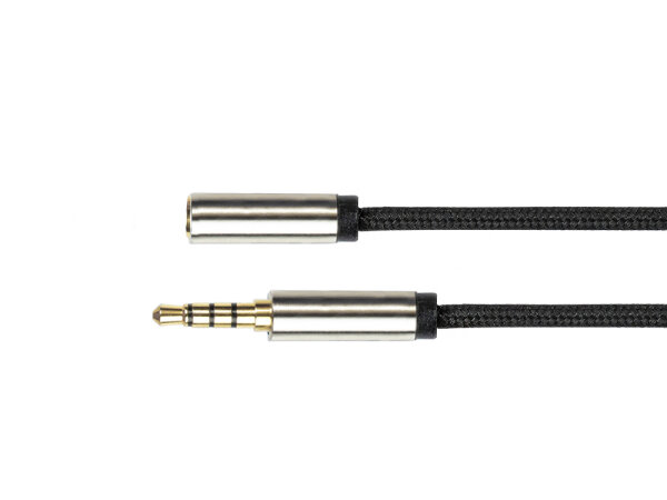 Python Audiokabel 4-pol. Klinkenst. an Buchse schwarz 1m