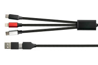 Python USB 6-in-1 Ladekabel 3A Textilmantel schwarz 1,2m