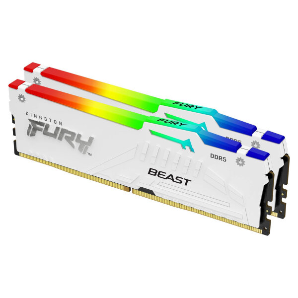 64GB Kingston FURY Beast RGB CL30 2x 32GB DDR5-6000 Kit white 1.4V DDR5 6000MHz AMC EXPO XMP 3.0