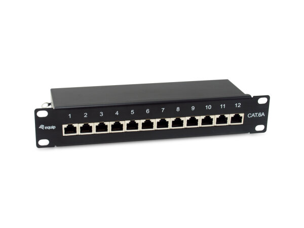 Equip 10" Patchpanel 12xRJ45 Cat6a FTP 1U     500MHz RAL9005