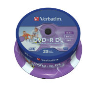 DVD+R Verbatim 8,5GB 25pcs Pack double 8x Spindel wide...