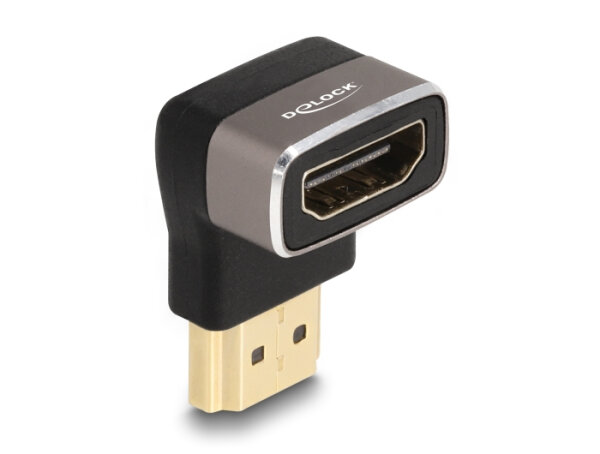DELOCK HDMI Adapter St zu Bu 90° Oben gewinkelt grau Metall