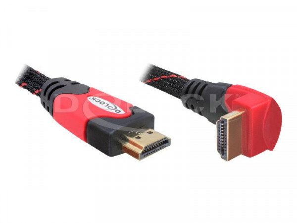 DELOCK HDMI Kabel Ethernet A -> A St/St 5.00m 90° unten 4K