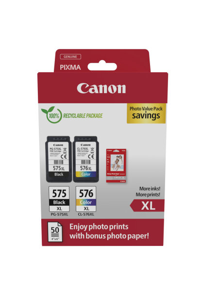 Patrone Canon PG-575XL+CL-576XL +50x10x15cm Fotopapier