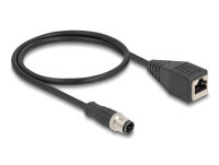 DELOCK M12 Kabel D-kodiert 4 Pin St. zu RJ45 Bu. PVC 0,5 m
