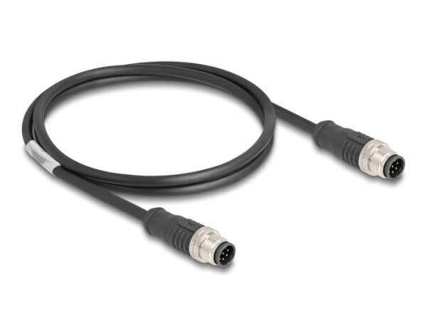 DELOCK M12 Kabel A-kodiert 8 Pin Stecker zu Stecker PVC 1 m