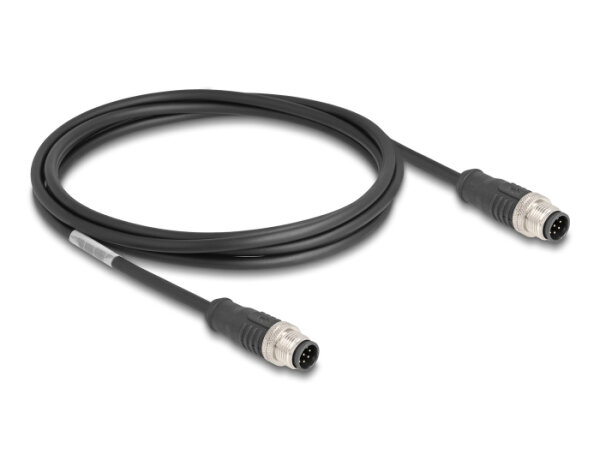 DELOCK M12 Kabel A-kodiert 8 Pin Stecker zu Stecker PVC 2 m