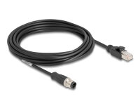 DELOCK M12 Kabel D-kodiert 4 Pin St. zu RJ45 St. PVC 5 m