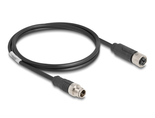 DELOCK M12 Kabel X-kodiert 8 Pin Stecker zu Buchse PVC 1 m