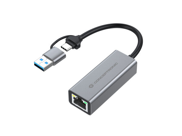 CONCEPTRONIC Adapter USB-C/-A3.0->GbE          5Gbs 0.18m gr