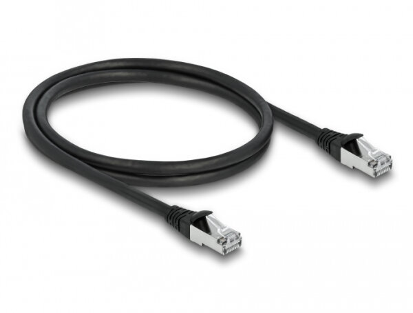DELOCK RJ45 NWK Cat.6A S/FTP PUR Outdoor 1 m schwarz