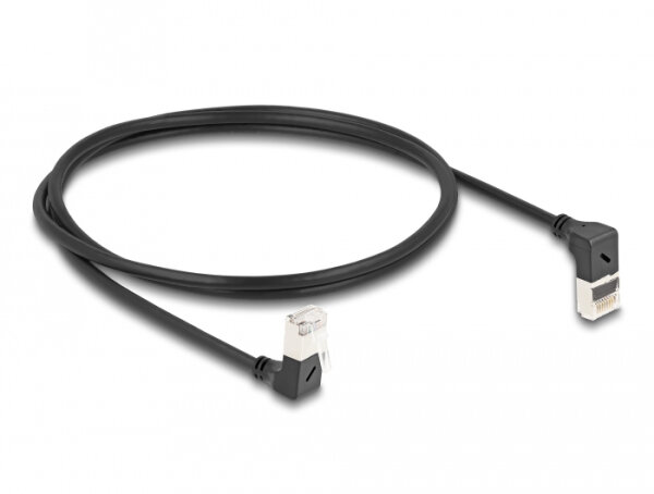 DELOCK RJ45 Netzwerkkabel Cat.6A S/FTP Slim 90°unten gew. 1m
