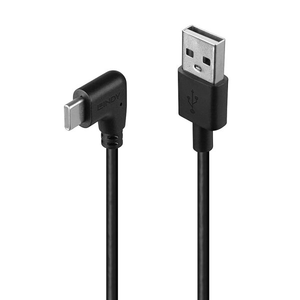 LINDY USB 2.0 Typ A an C Kabel, 90° gewinkelt 1m