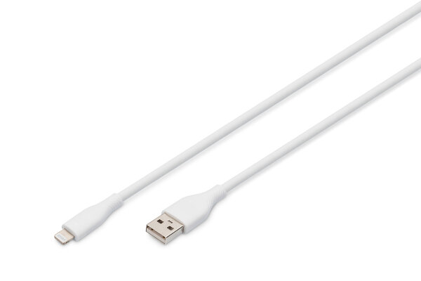 DIGITUS USB 2.0 Kabel Typ A-Lightning Silikon 0,5m MFI  weiß