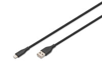 DIGITUS USB 2.0 Kabel Typ A-Lightning Silikon 1m MFI schwarz