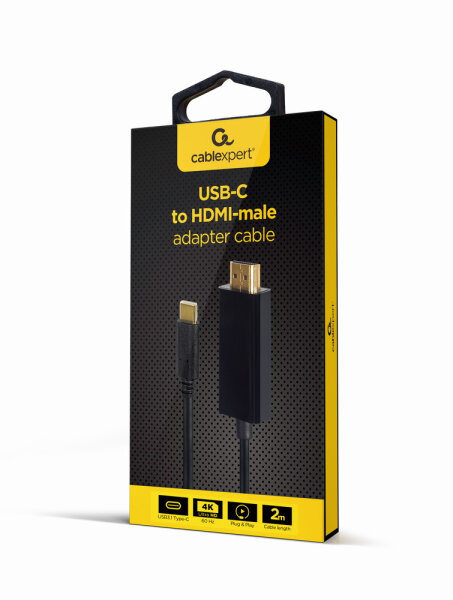 gembird USB-C auf HDMI Adapterkabel, schwarz 4k@60 Hz 2m