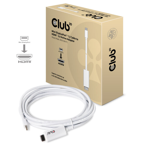 Club3D Mini DP->HDMI 2.0 3m