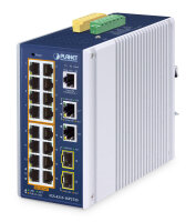 PLANET Industrial 16-Port PoE+ Managed Switch IGS-4215-16P2T