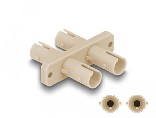 DELOCK LWL Kupplung ST Duplex Buchse zu ST Duplex Bu beige
