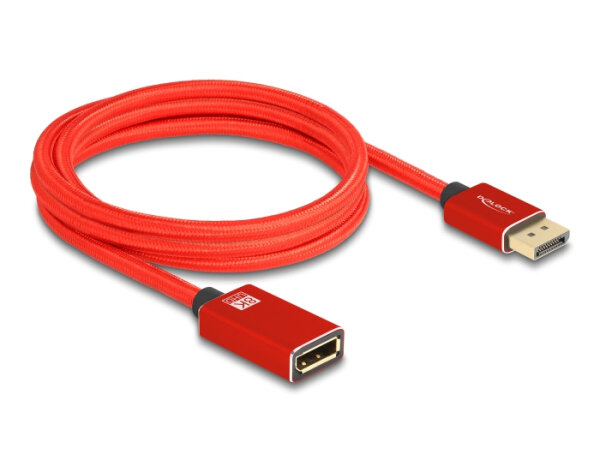 DELOCK DisplayPort Verlängerungskabel 8K 60Hz 2m rot Metall